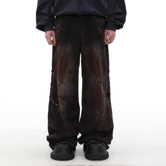 Distressed Baggy Denim — Rust Wash