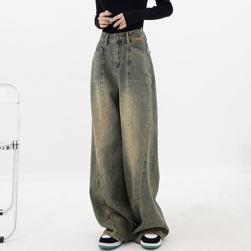 Vintage Wash Wide-Leg Denim