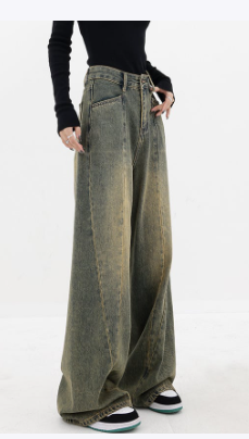 Vintage Wash Wide-Leg Denim