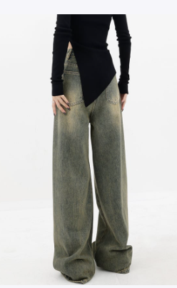 Vintage Wash Wide-Leg Denim